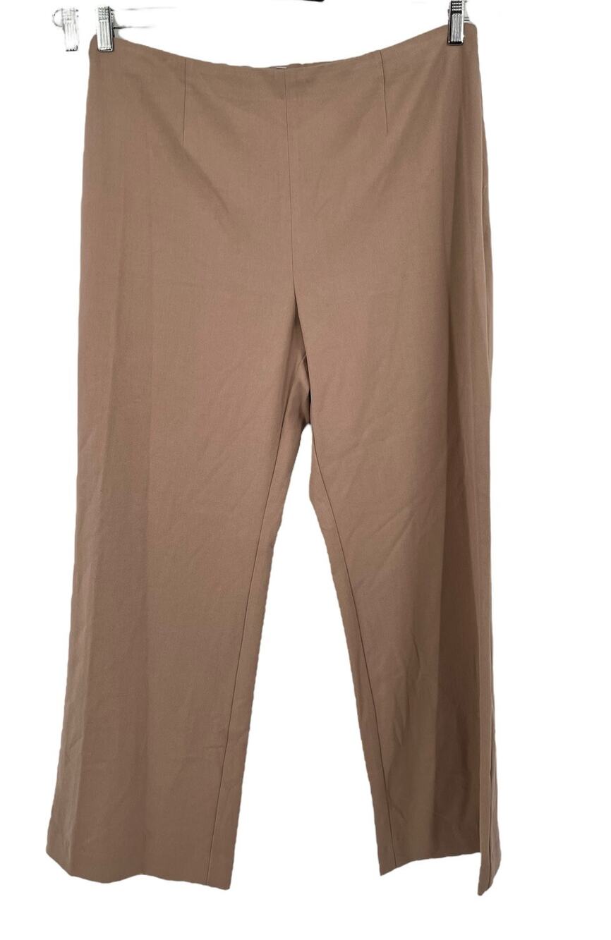 Nic + Zoe Pants side zip wide leg tan size 16